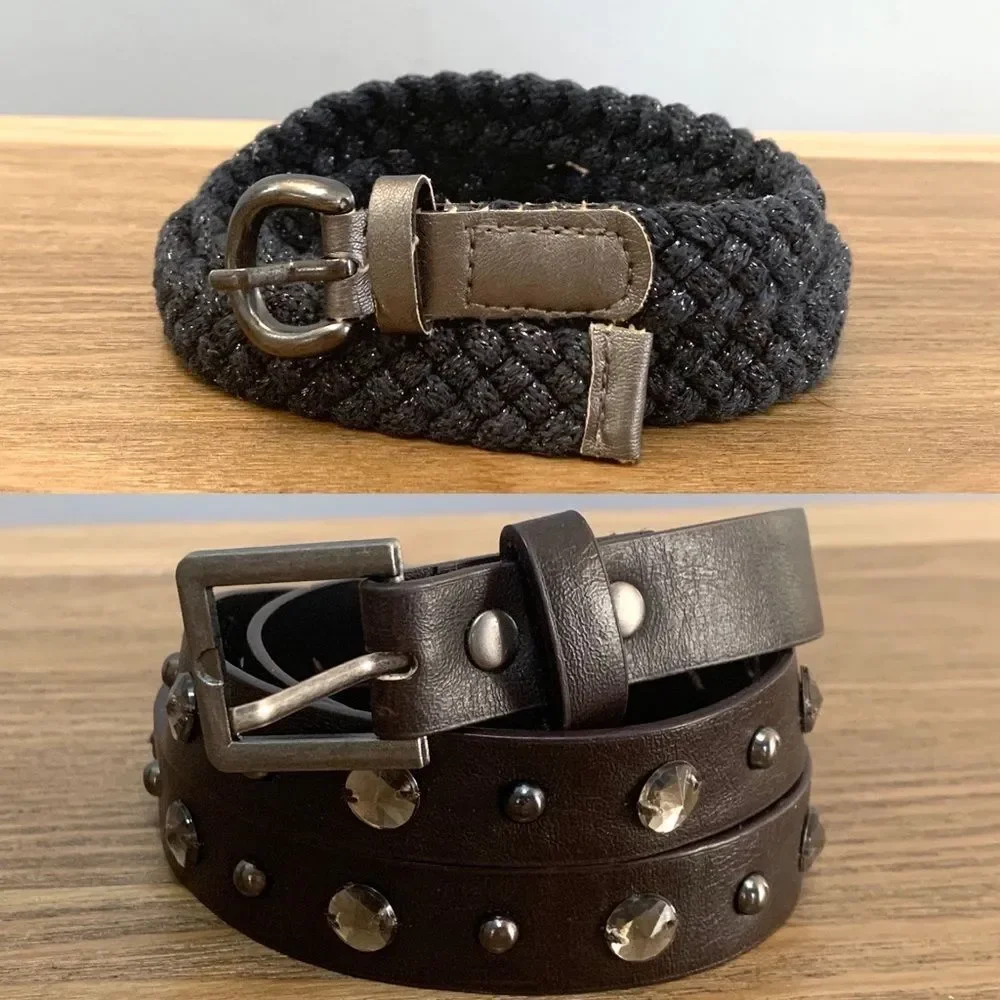 Lot Bundle of 2 Skinny Belts - Size 14